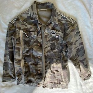 Zara Denim Jacket, Faded Green, Gold Sequin, Women S